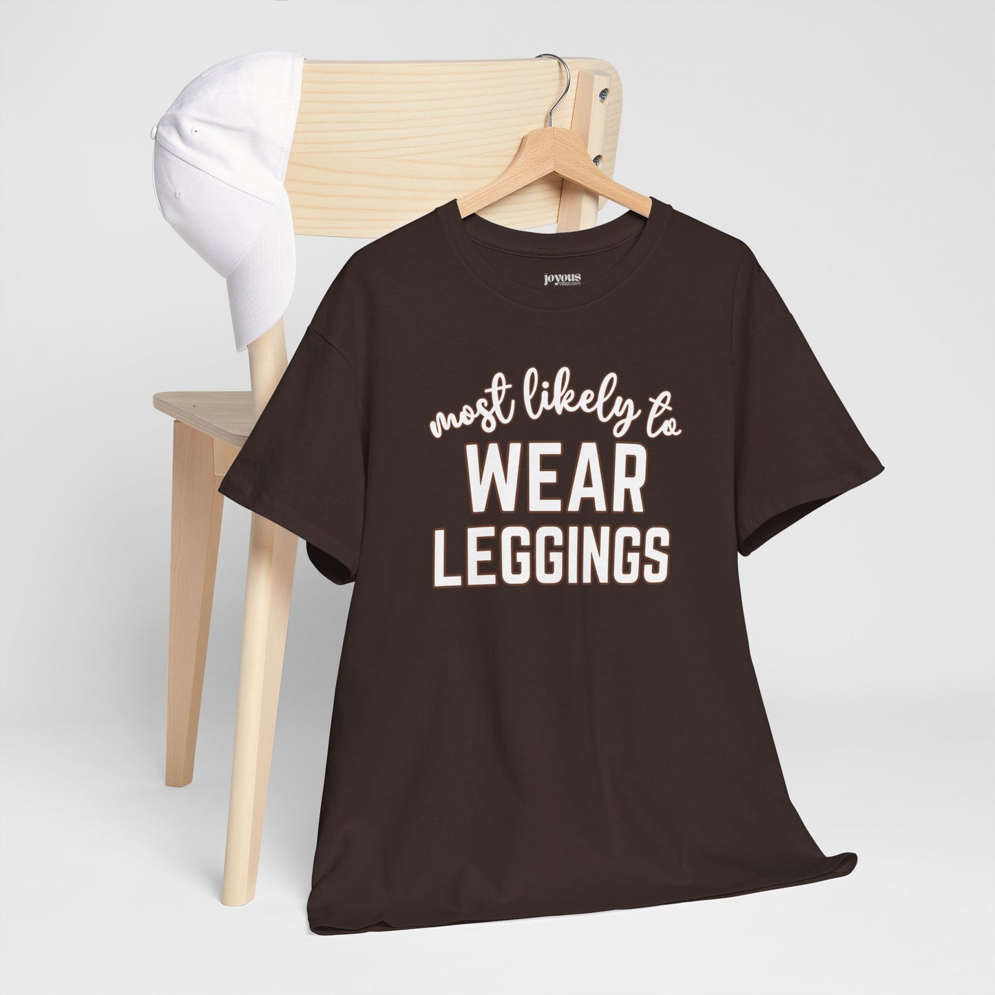 Funny Thanksgiving Shirt - Most Likely To Wear Leggings Heavy Cotton Tee