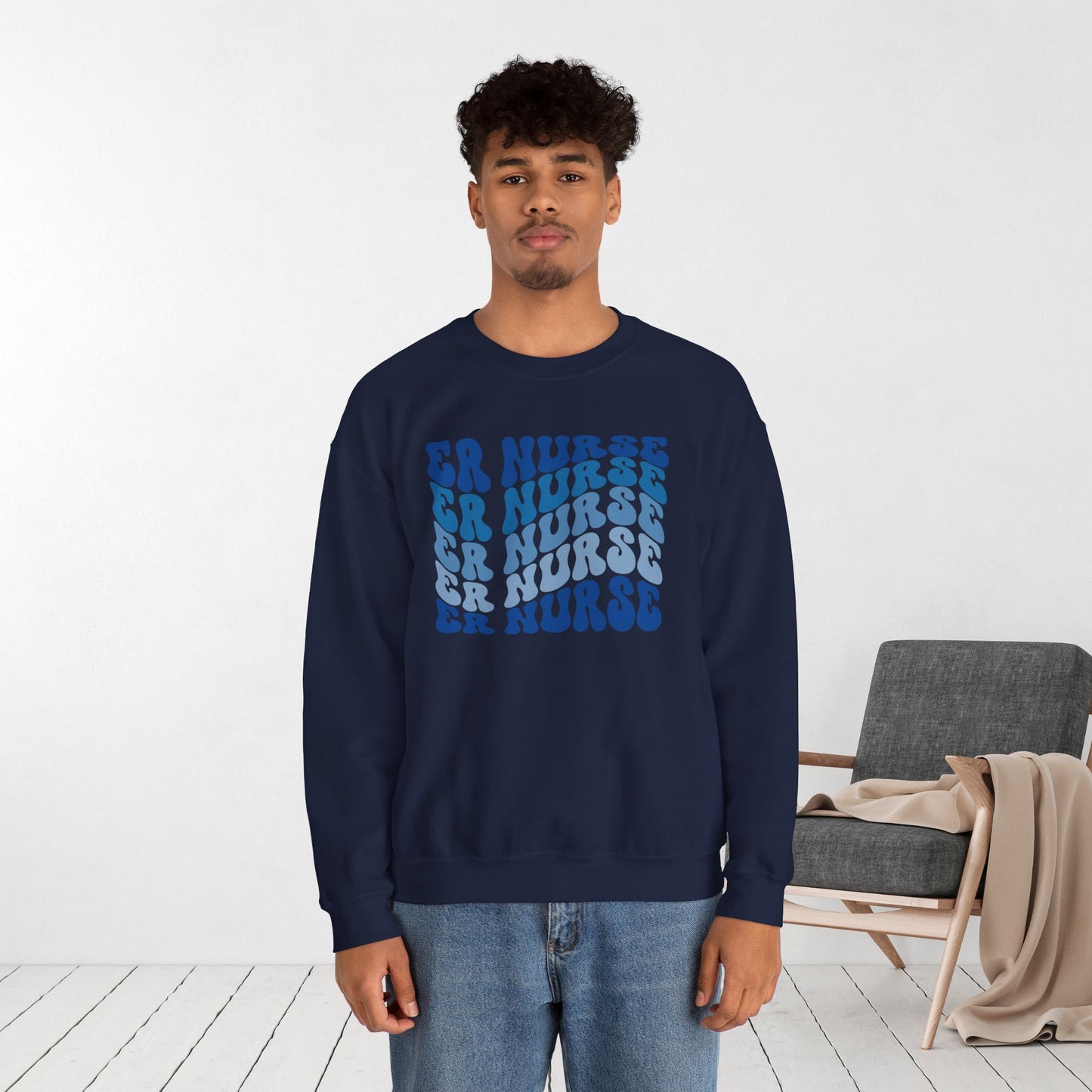 Groovy Blue ER Nurse Sweatshirt - Emergency Nurse Crewneck