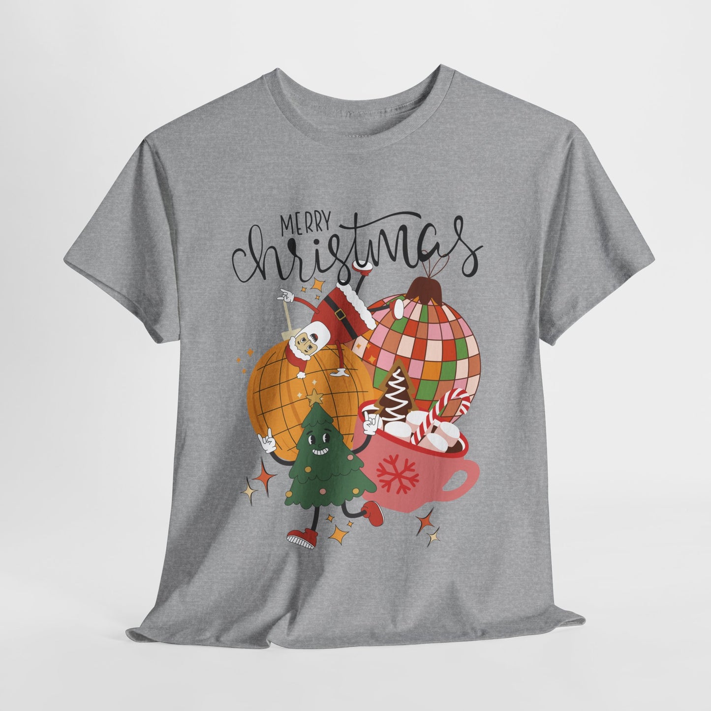 Merry Christmas Retro Ornament Shirt - Christmas Heavy Cotton Tee