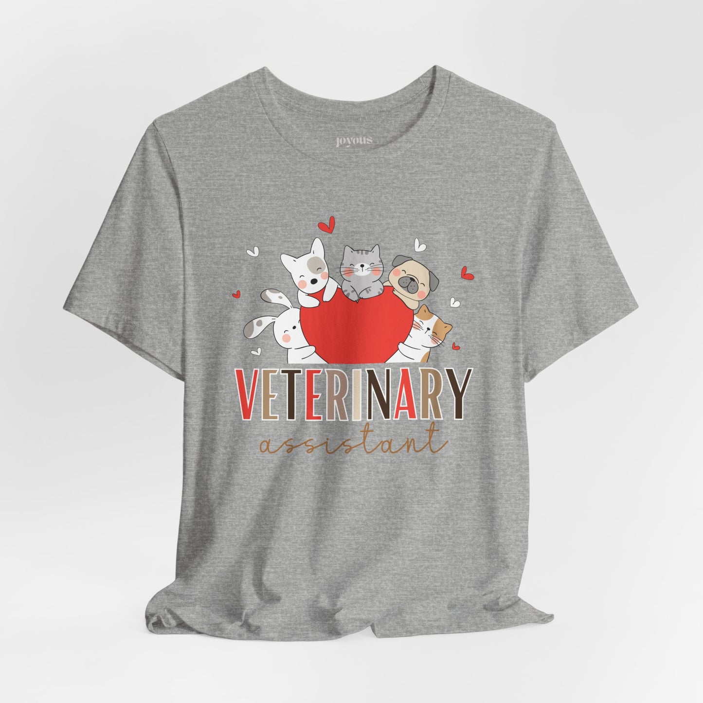 Veterinary Assistant Soft Cotton Tee with Cute Dogs and Cats for VET Assistant