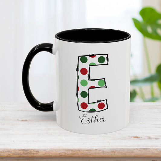 Custom Christmas Initial Letter Mug with Name - Personalized Christmas Gifts A-Z