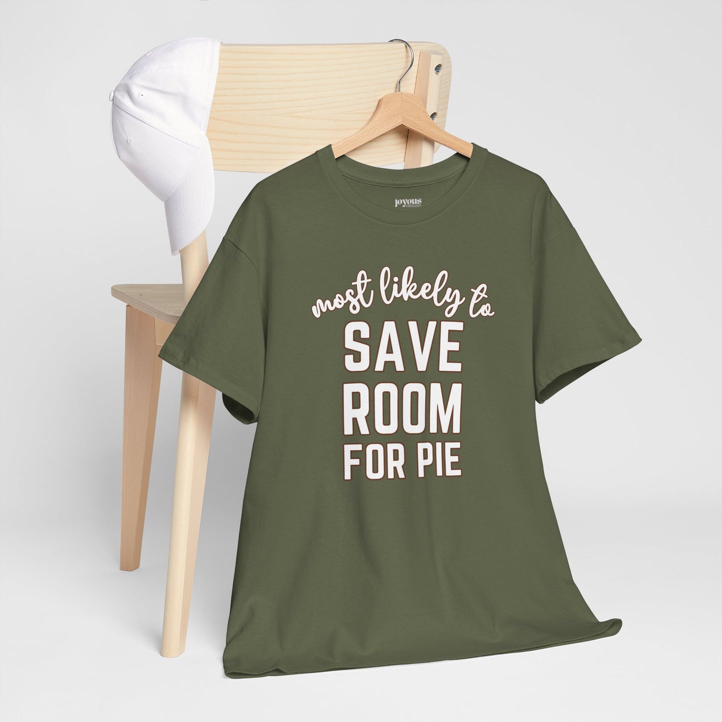 Funny Thanksgiving Shirt - Most Likely To Save Room for Pie Heavy Cotton Tee