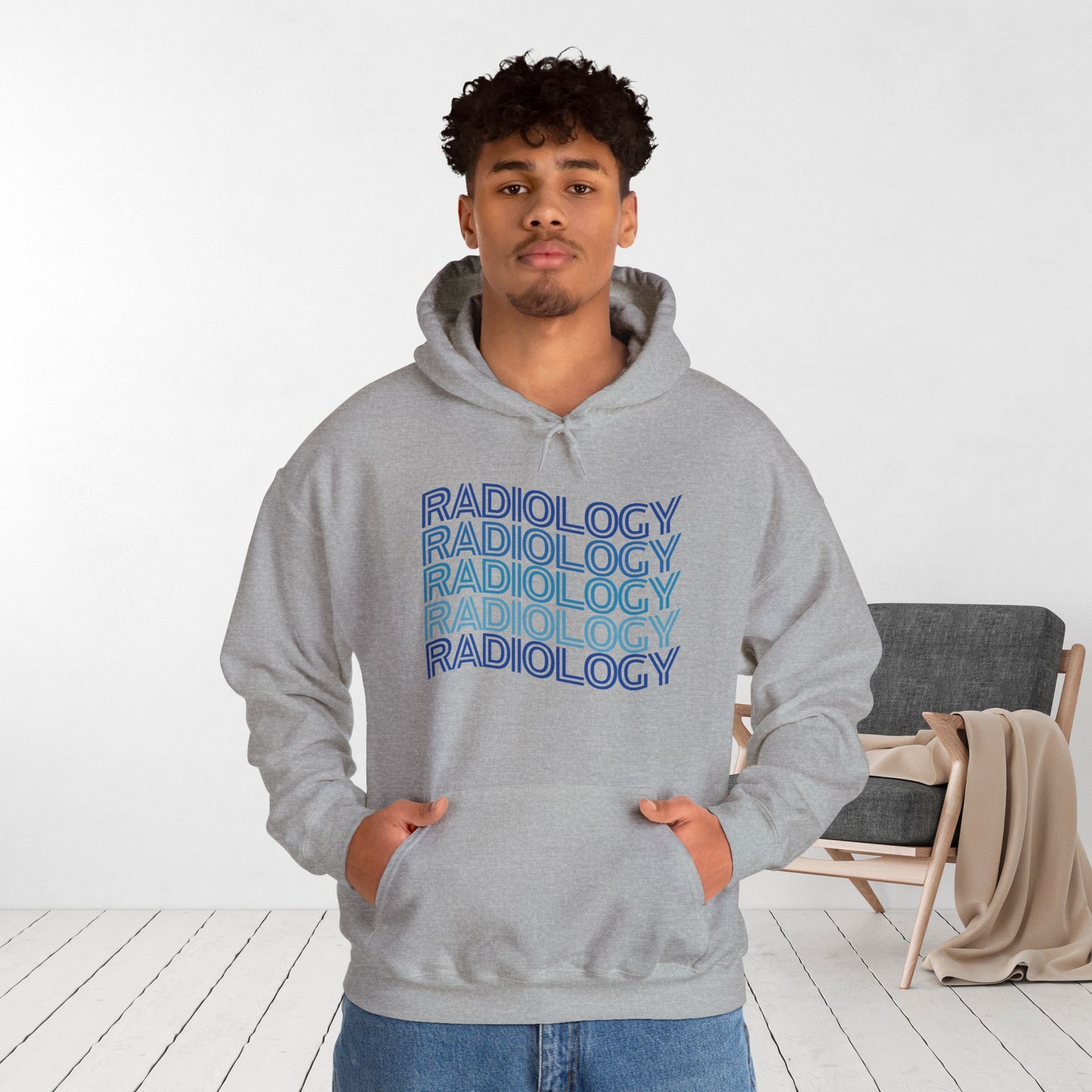 Wavy Blue Radiology Hoodie for RAD Technician