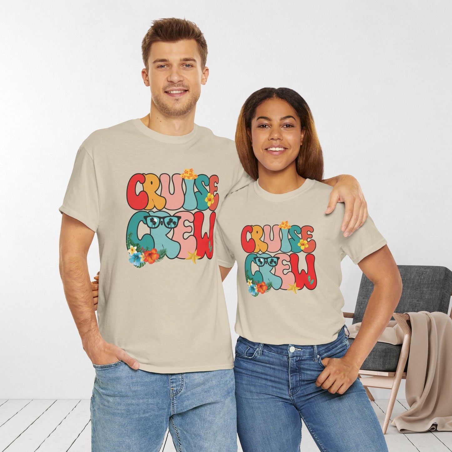 Groovy Cruise Crew Shirt - Family Cruise Vacation Heavy Cotton Tee