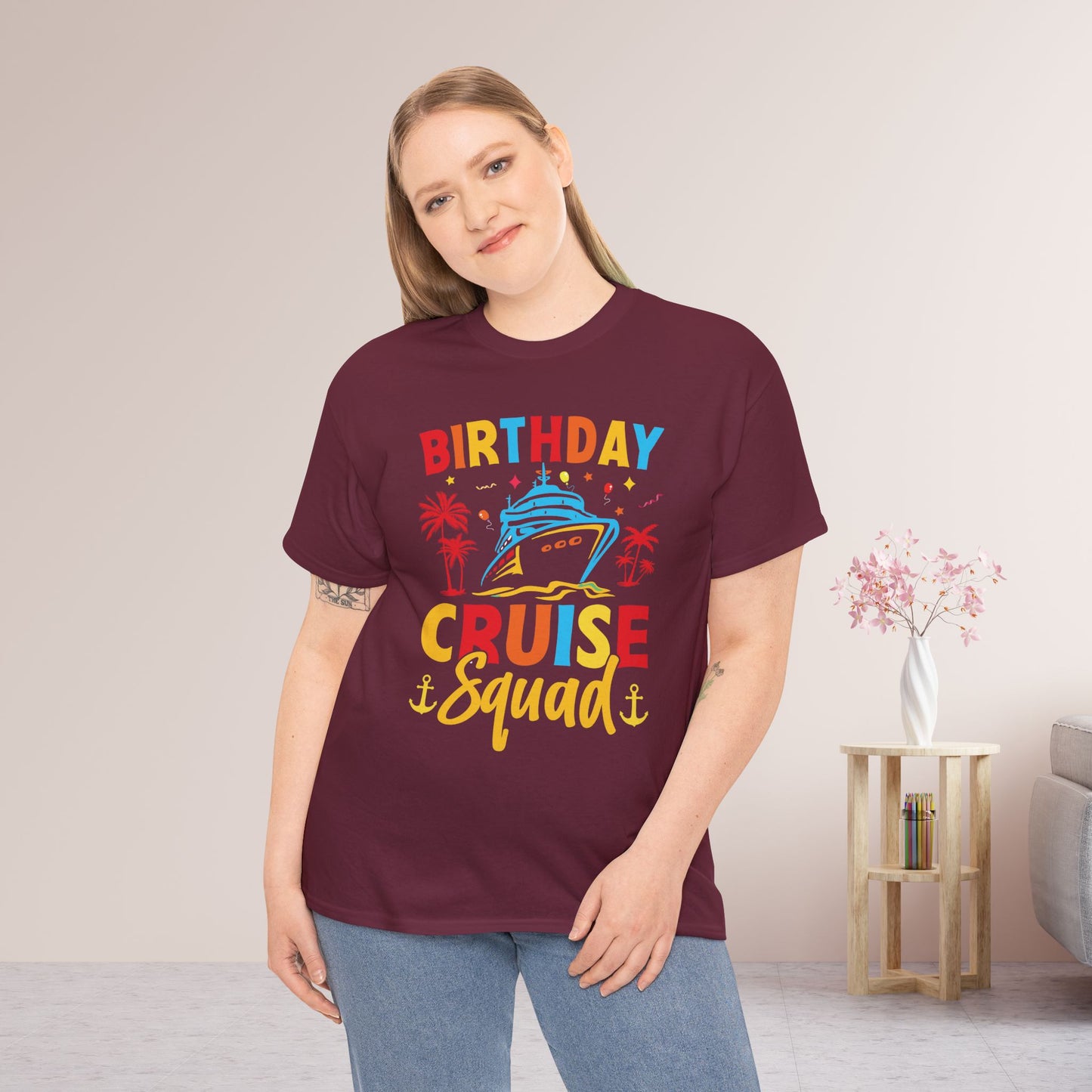 Birthday Cruise Squad Shirt - Family Cruise Vacation Heavy Cotton Tee