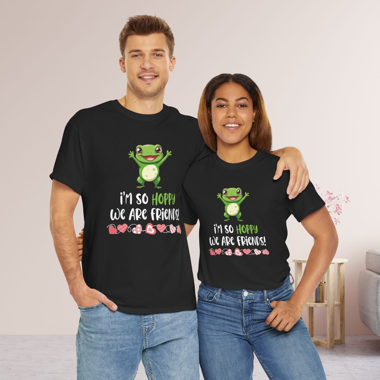 Valentine's Day Teacher Shirt - I'm so Hoppy We are Friends Heavy Cotton Tee