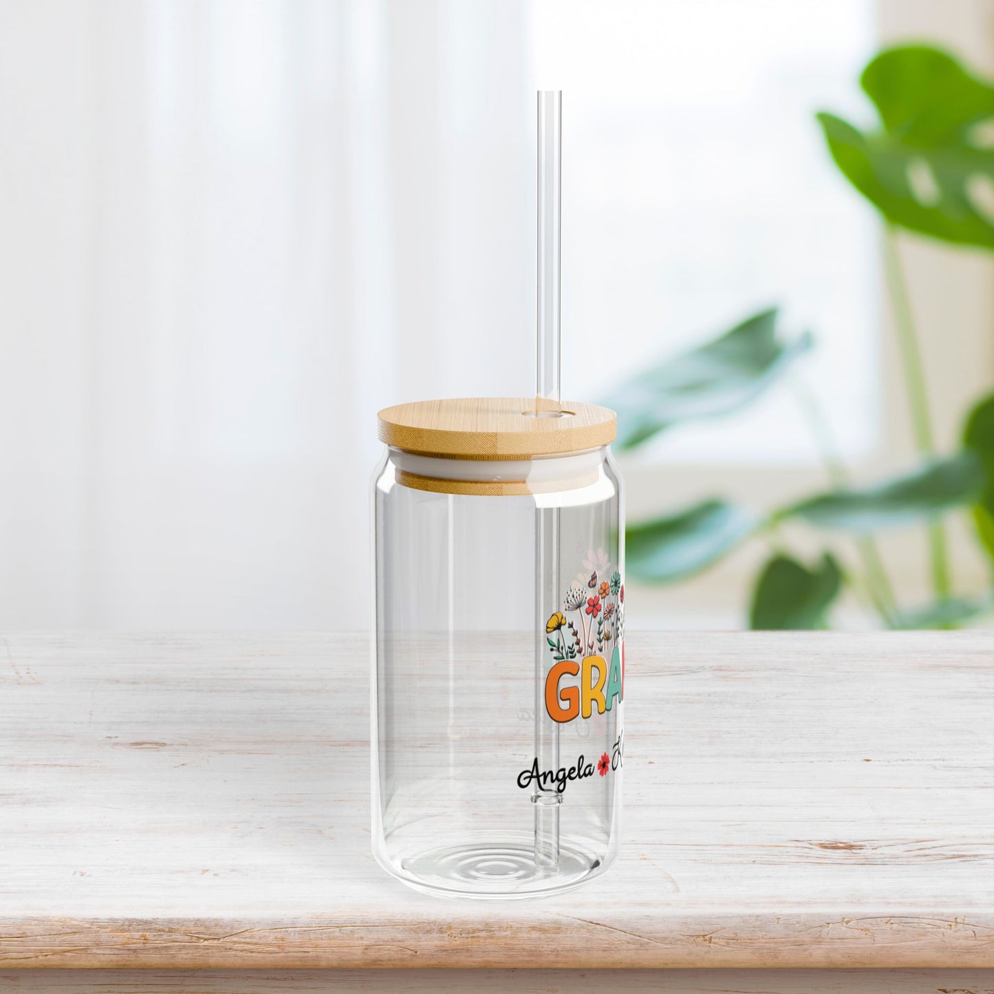 Personalized Grandma Sipper Glass with Grandkids Names - Custom Grandma Gifts