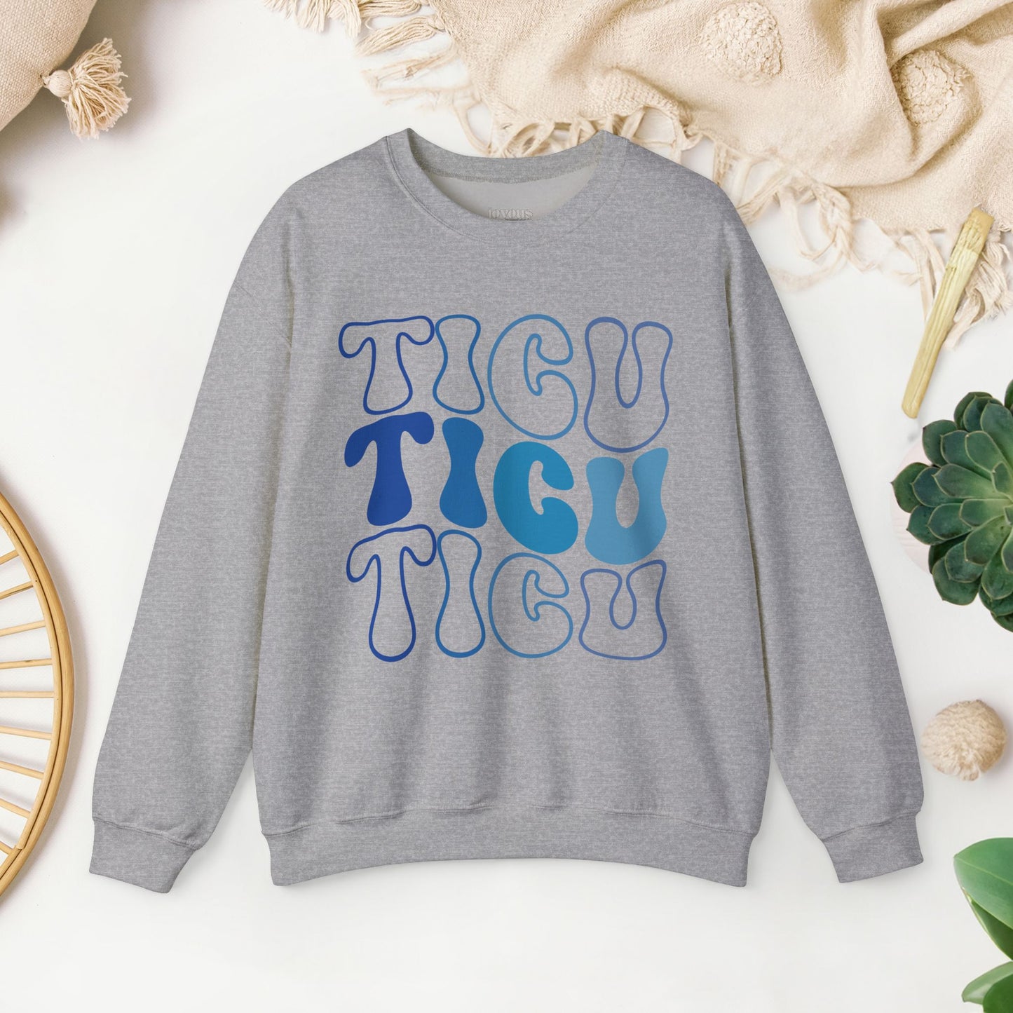 Groovy Blue TICU Sweatshirt - Trauma ICU Nurse Sweater