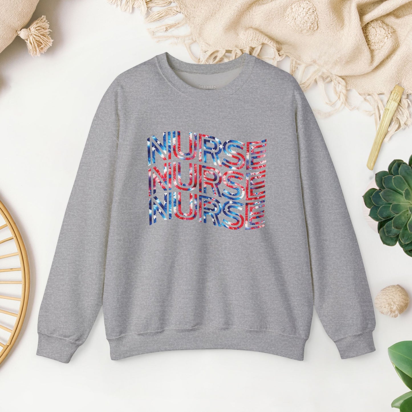 Wavy Patriotic Nurse Sweatshirt - 4th of July Nurse Sweatshirt