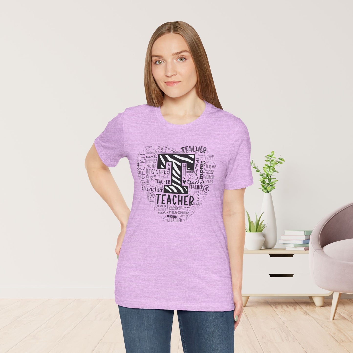 Trendy Heart Teacher Soft Cotton Tee