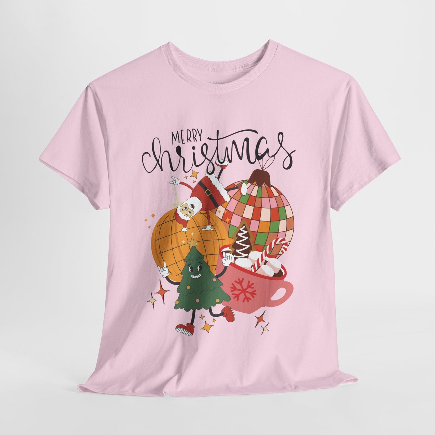 Merry Christmas Retro Ornament Shirt - Christmas Heavy Cotton Tee