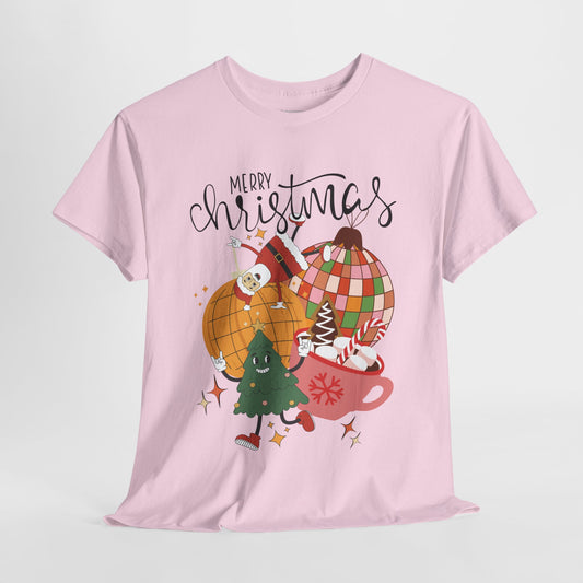 Merry Christmas Retro Ornament Shirt - Christmas Heavy Cotton Tee