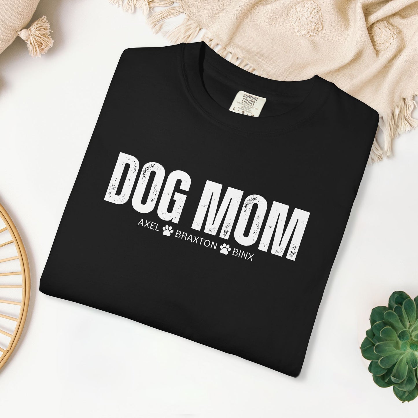 Custom Dog Mom Comfort Colors Shirt with Dogs Name - Personalized Dog Lover Gift