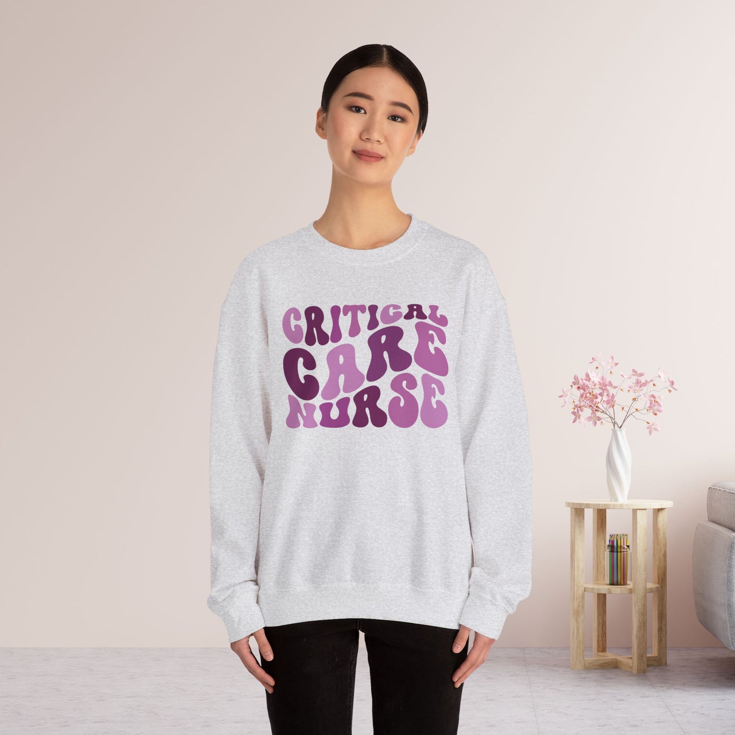 Groovy Purple Critical Care Nurse Sweatshirt