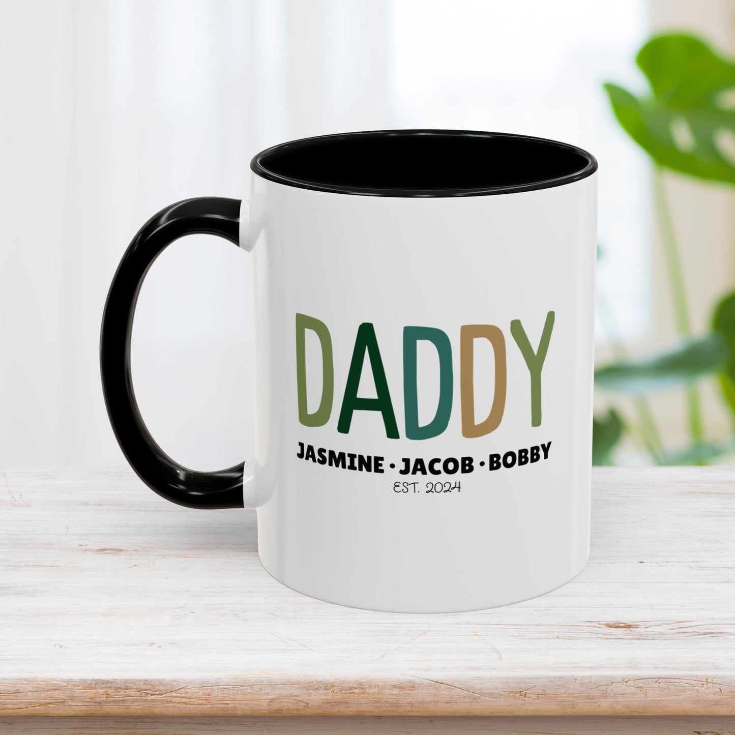 Personalized Daddy Coffee Mug with Kids Names - Custom Dad Gifts for Father's Day