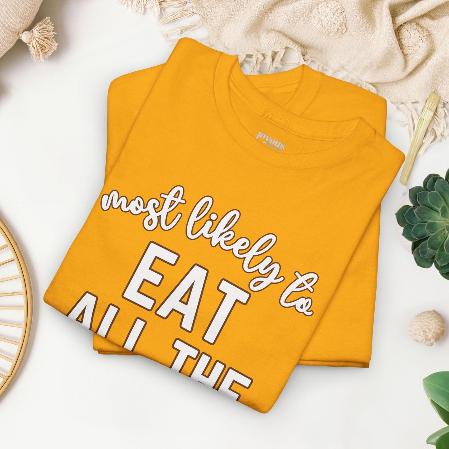 Funny Thanksgiving Shirt - Most likely to Eat All the Leftovers Heavy Cotton Tee