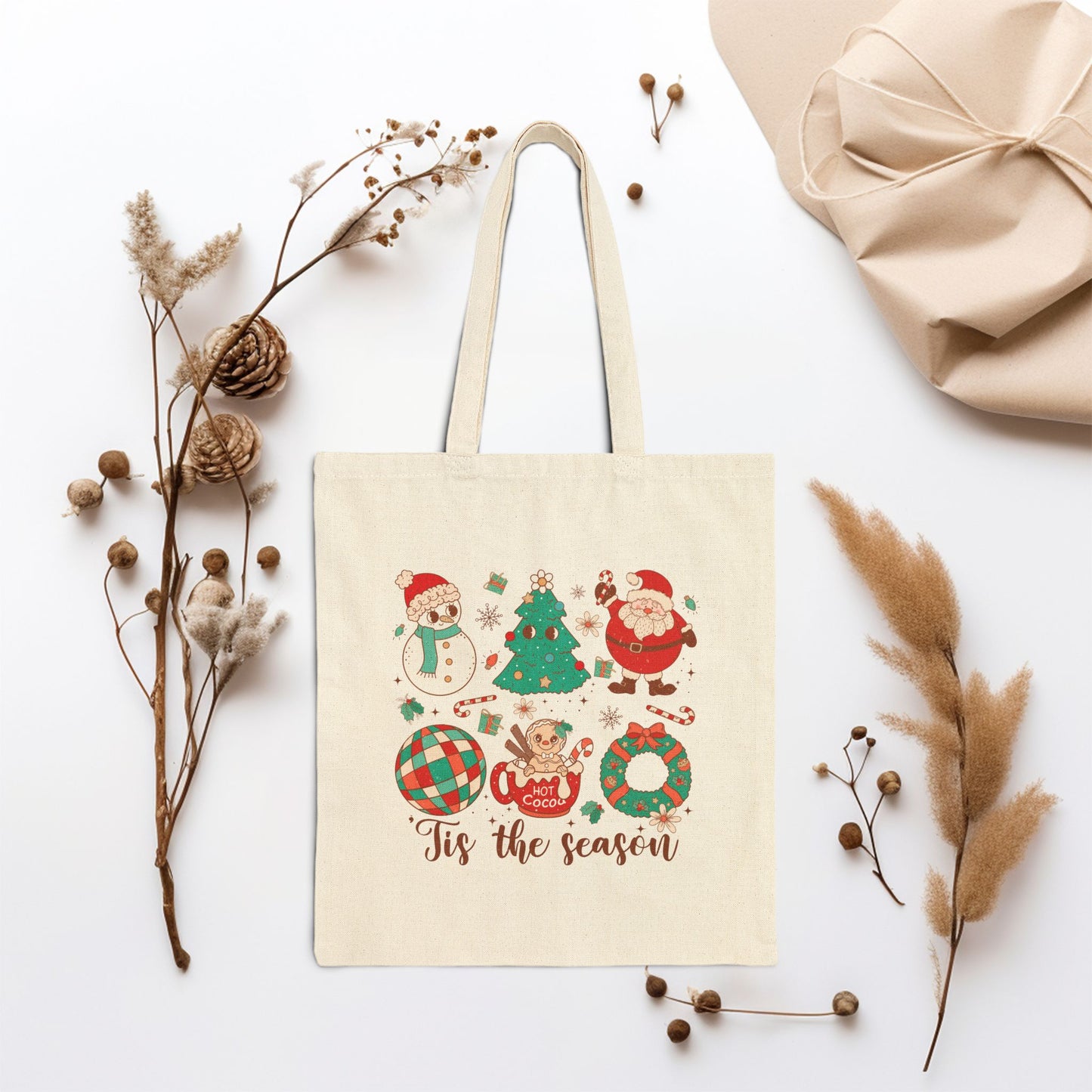 'Tis The Season Retro Christmas Canvas Tote Bag - Best Christmas Gift