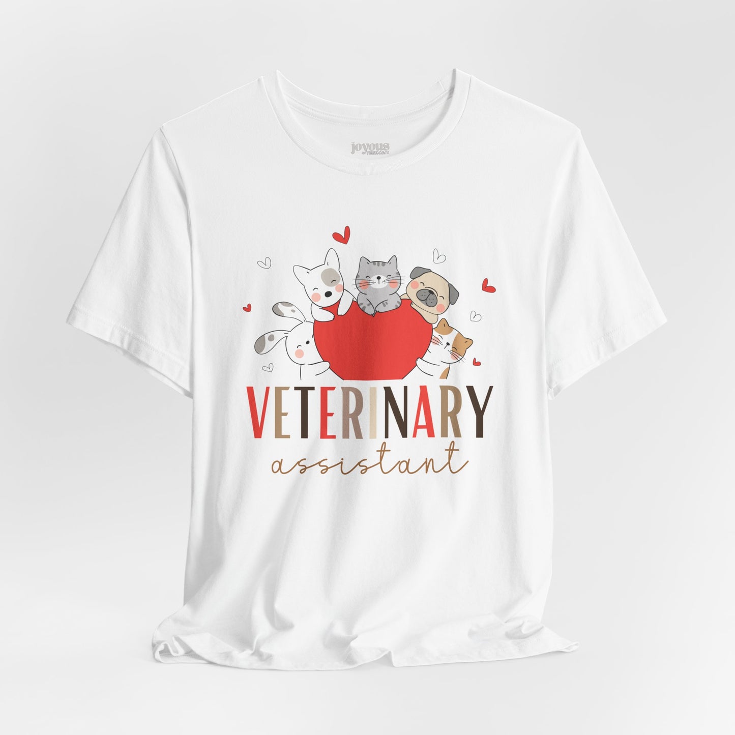 Veterinary Assistant Soft Cotton Tee with Cute Dogs and Cats for VET Assistant