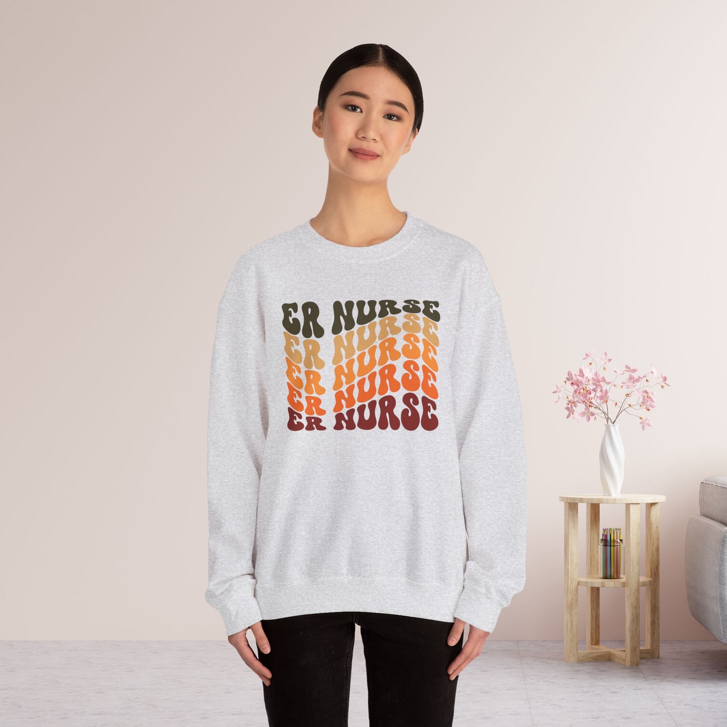 Groovy Fall ER Nurse Sweatshirt - Emergency Nurse Pullover