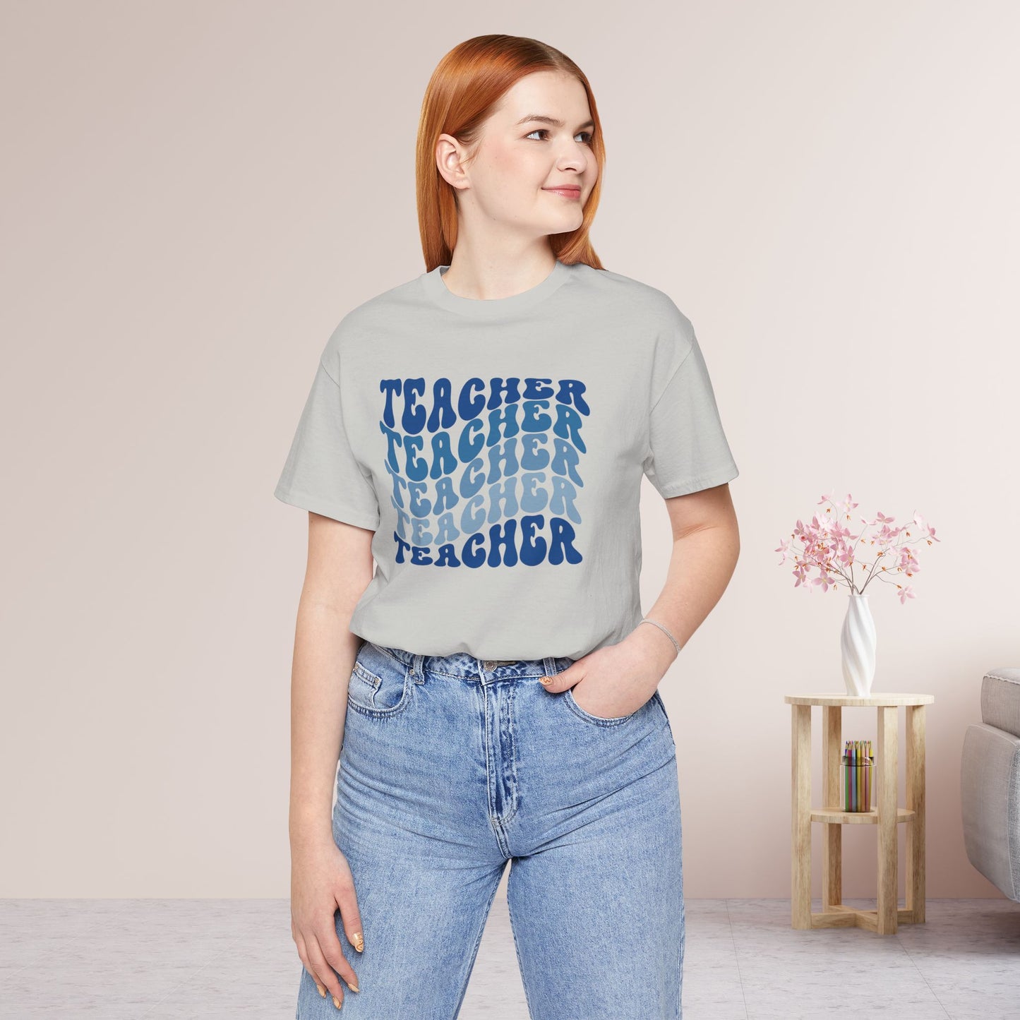 Groovy Blue Teacher Shirt -  Retro School Teacher Soft Cotton Tee