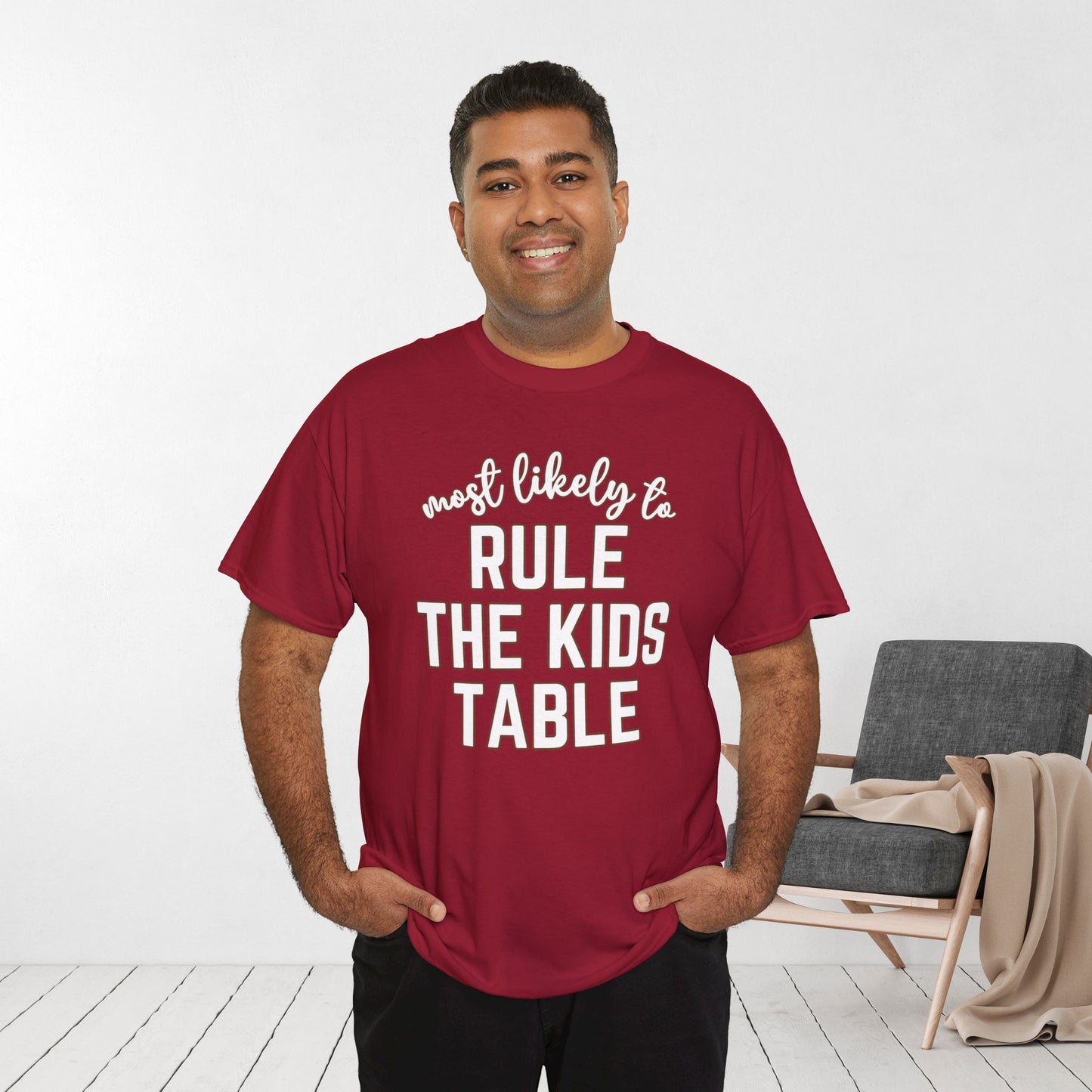 Funny Thanksgiving Shirt - Most Likely to Rule the Kids Table Heavy Cotton Tee