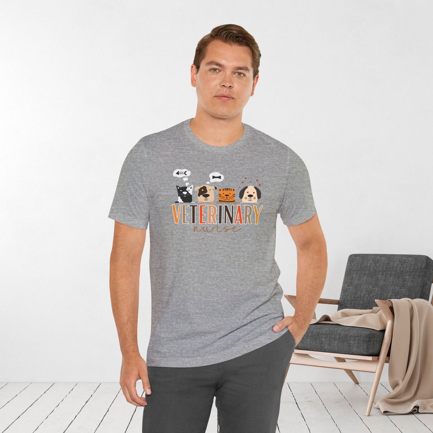 Veterinary Nurse Soft Cotton Tee with Dogs and Cats for VET Nurse