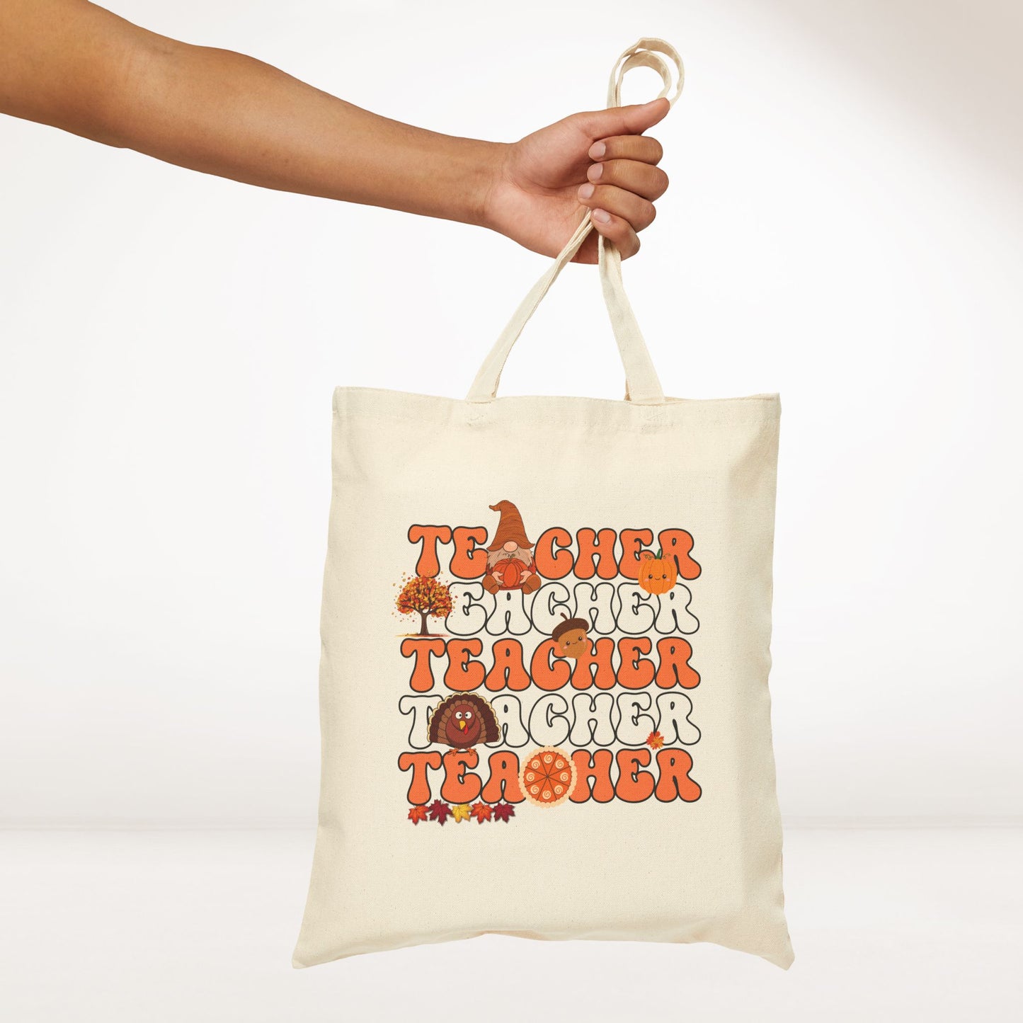 Thanksgiving Teacher Canvas Tote Bag - Best Teacher Gift