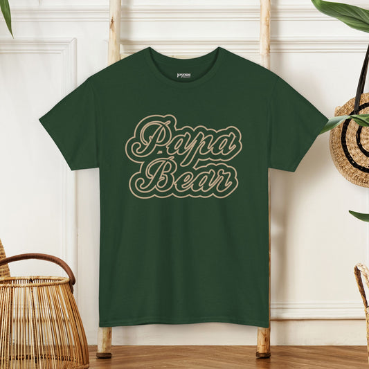 Papa Bear Heavy Cotton Tee - Gift for Dad for Father's Day