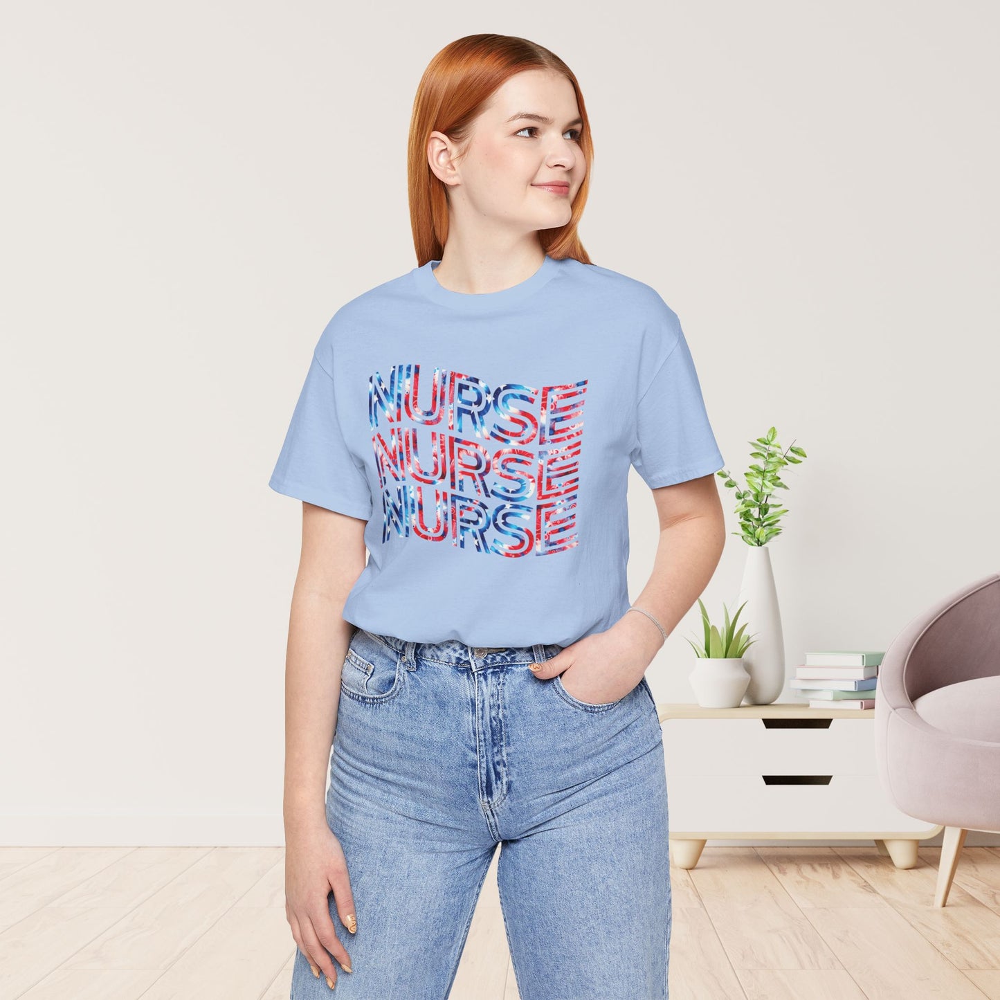 Wavy Patriotic Nurse Shirt - 4th of July Nurse Soft Cotton Tee