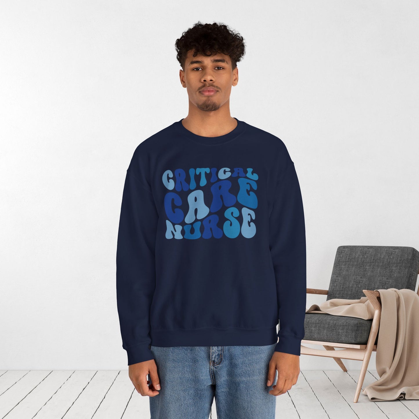 Groovy Blue Critical Care Nurse Sweatshirt