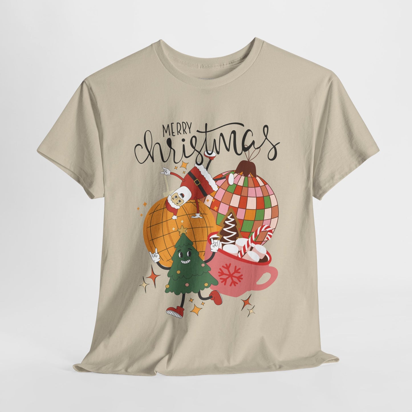 Merry Christmas Retro Ornament Shirt - Christmas Heavy Cotton Tee