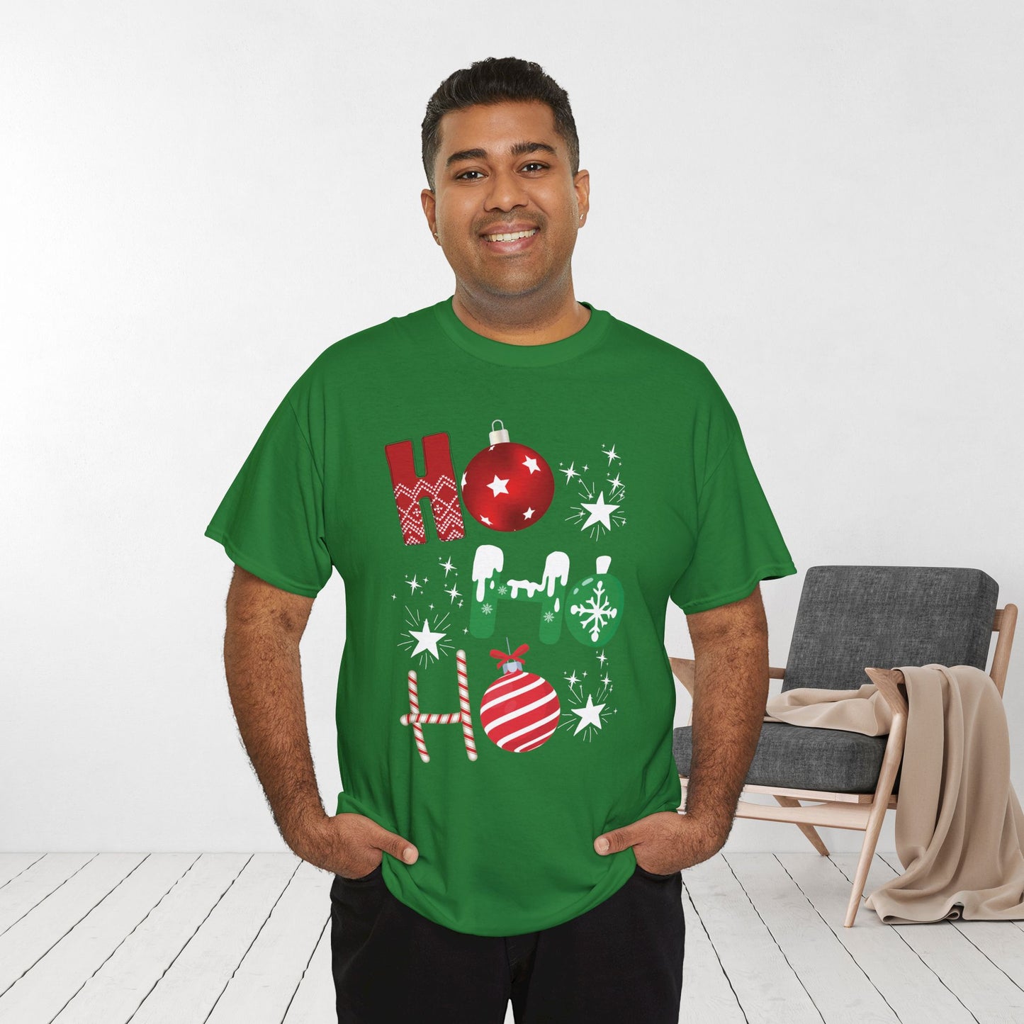 Ho Ho Ho Christmas Shirt - Matching Family Christmas Heavy Cotton Tee