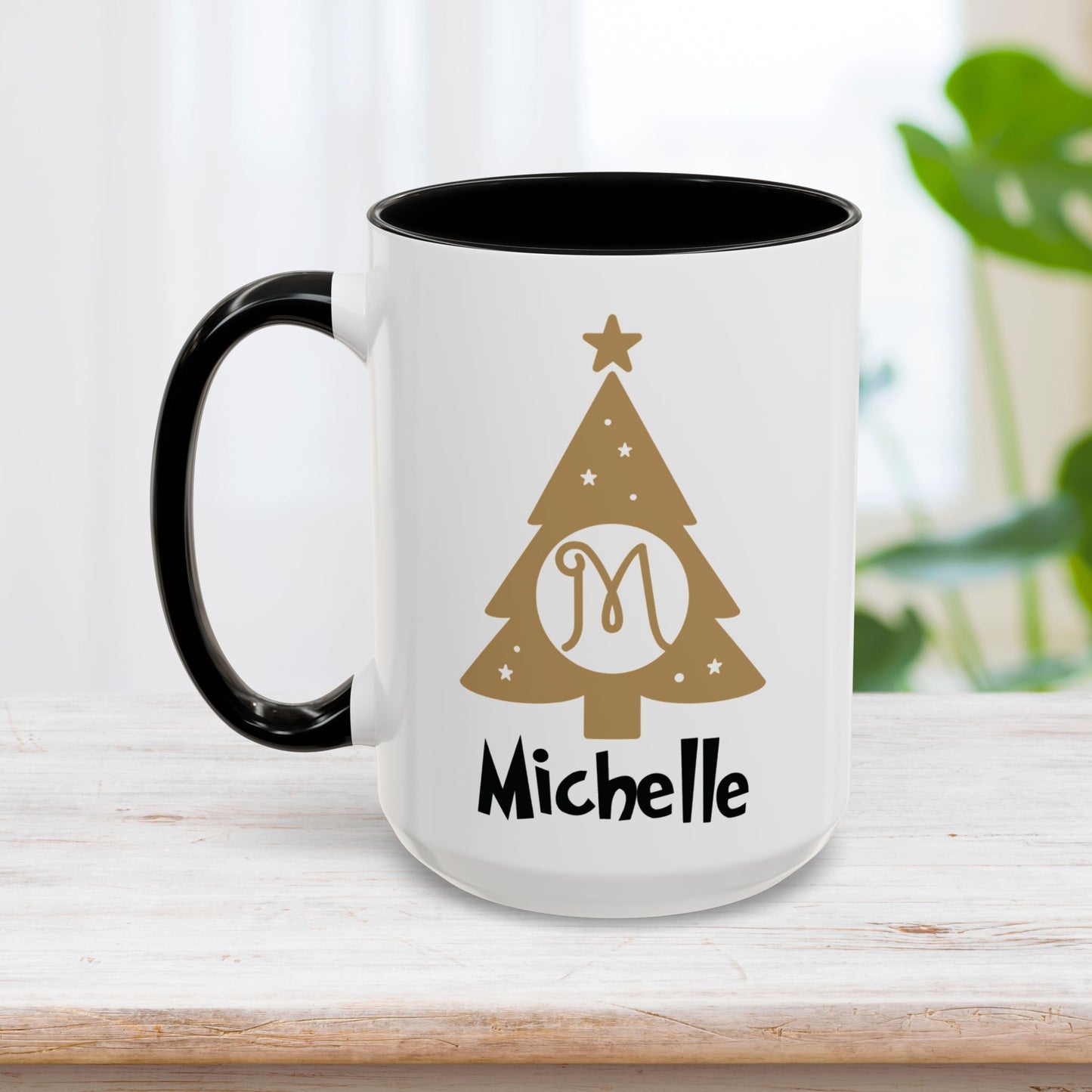 Custom Name Christmas Tree Initial Letter Mug - Personalized Christmas Gifts A-Z