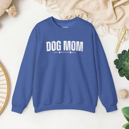 Custom Dog Mom Sweatshirt with Dogs Name - Personalized Gift for Dog Mom