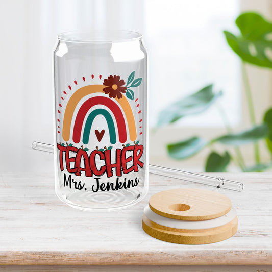 Personalized Teacher Sipper Glass - Custom Teacher Gifts A-Z