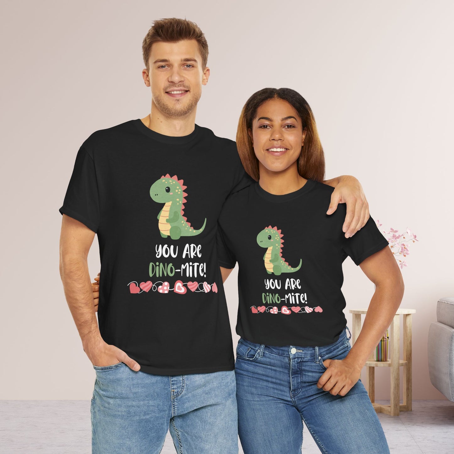 Valentine's Day Teacher Shirt - You are Dino-Mite Heavy Cotton Tee