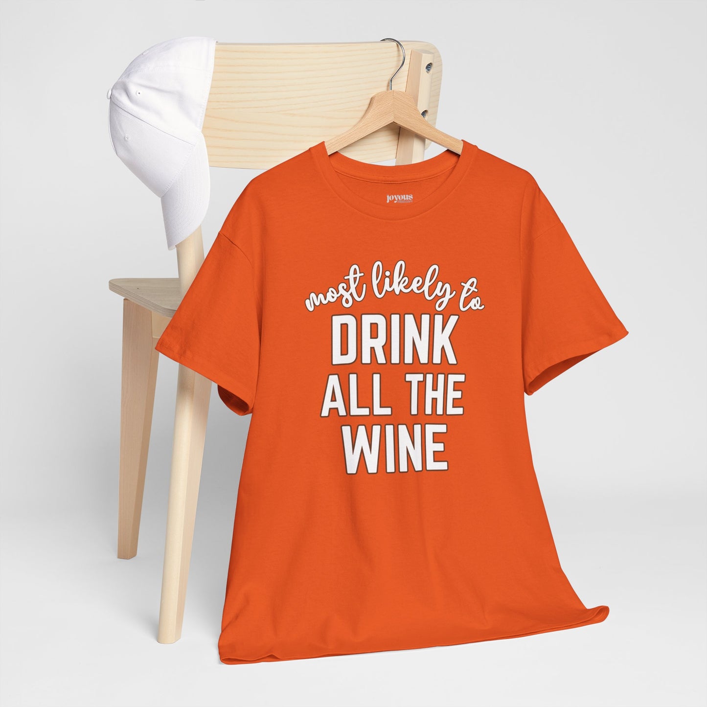 Funny Thanksgiving Shirt - Most Likely to Drink All The Wine Heavy Cotton Tee