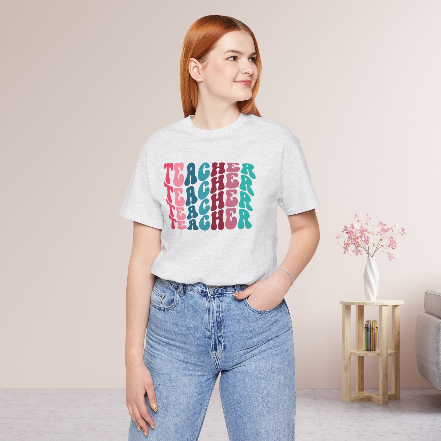 Groovy Colorful Teacher Soft Cotton Tee for School Teachers