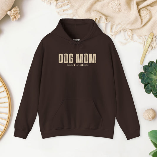 Custom Dog Mom Hoodie with Dogs Name - Personalized Gift for Dog Mom