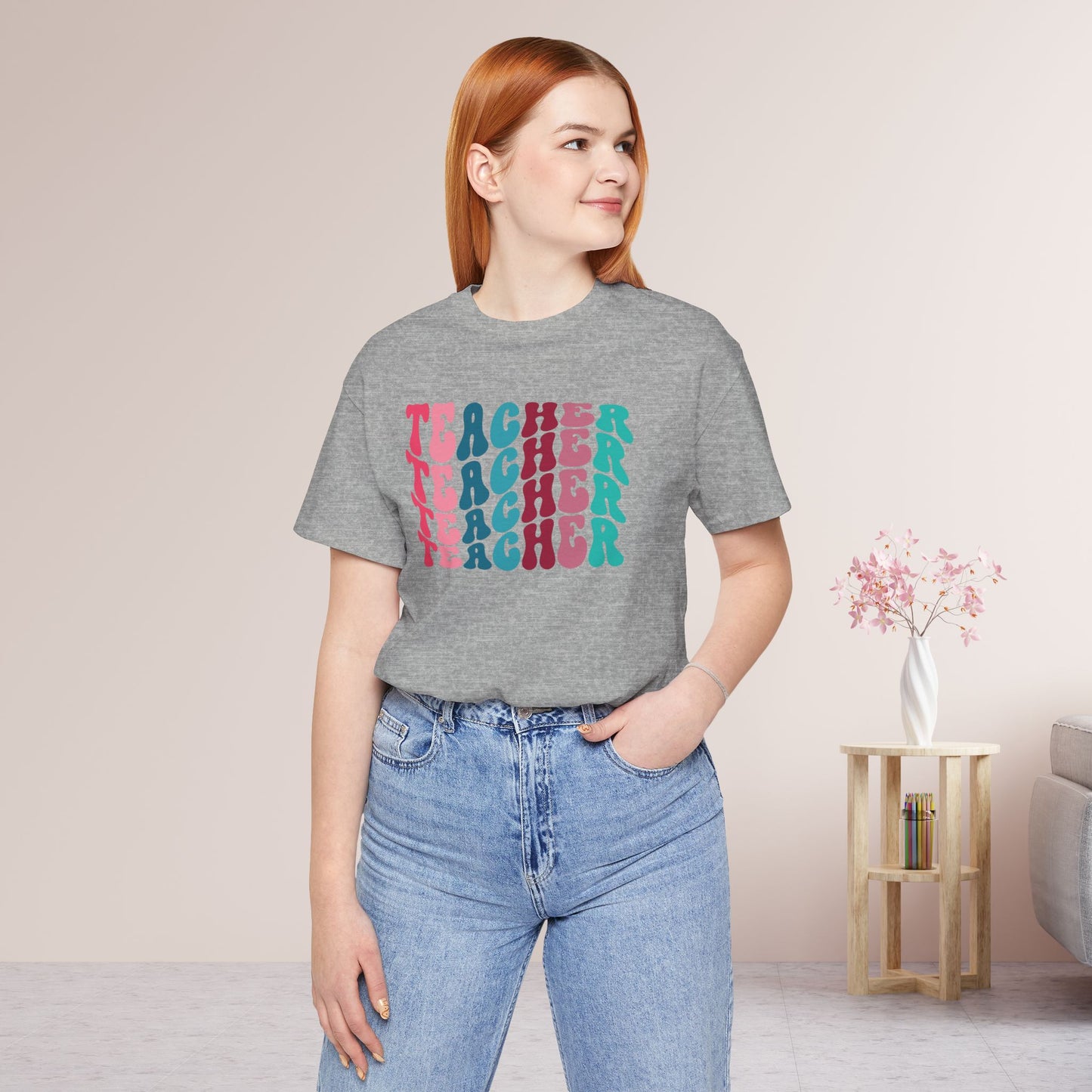 Groovy Colorful Teacher Soft Cotton Tee for School Teachers