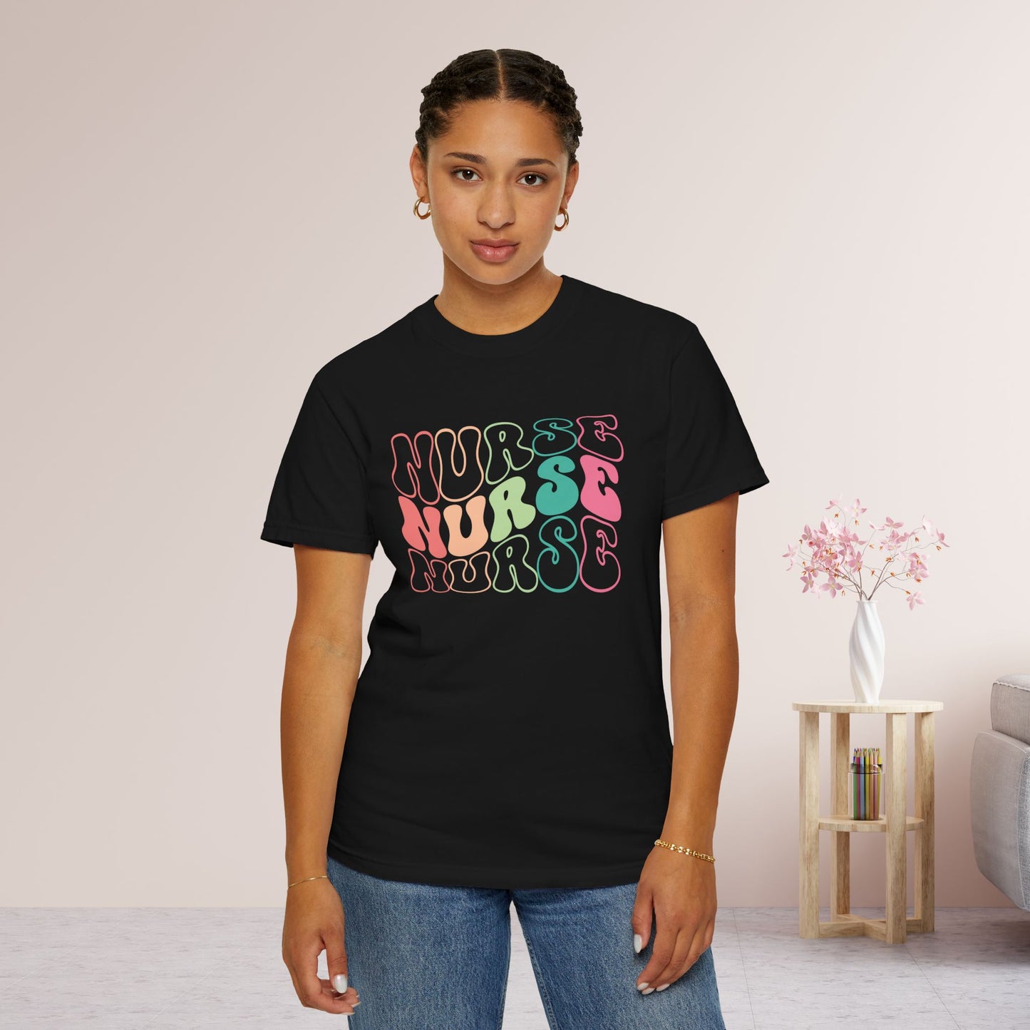 Groovy Colorful Comfort Colors Nurse Shirt