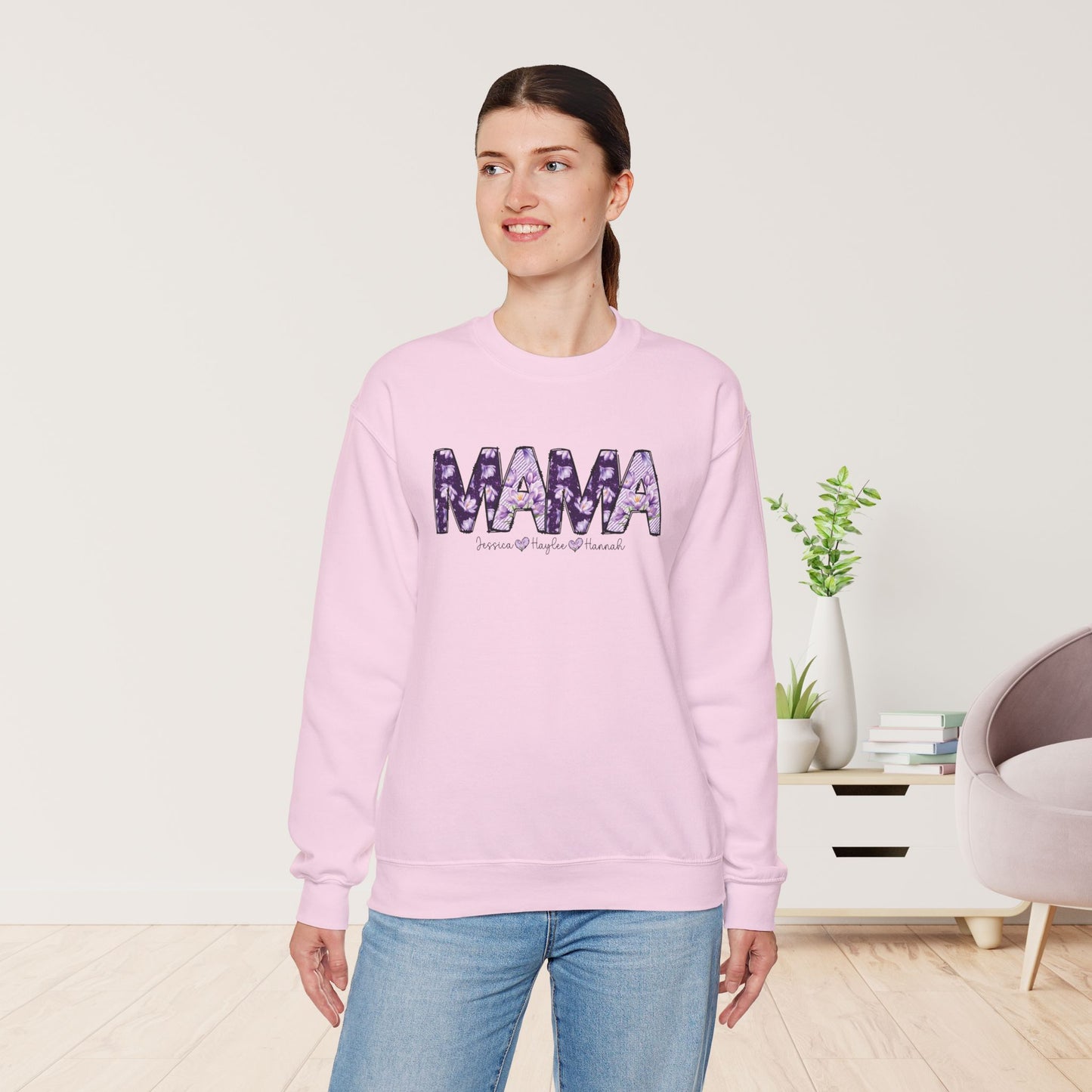 Custom Mama Sweatshirt with Kids Name - Personalized Gift for Mom