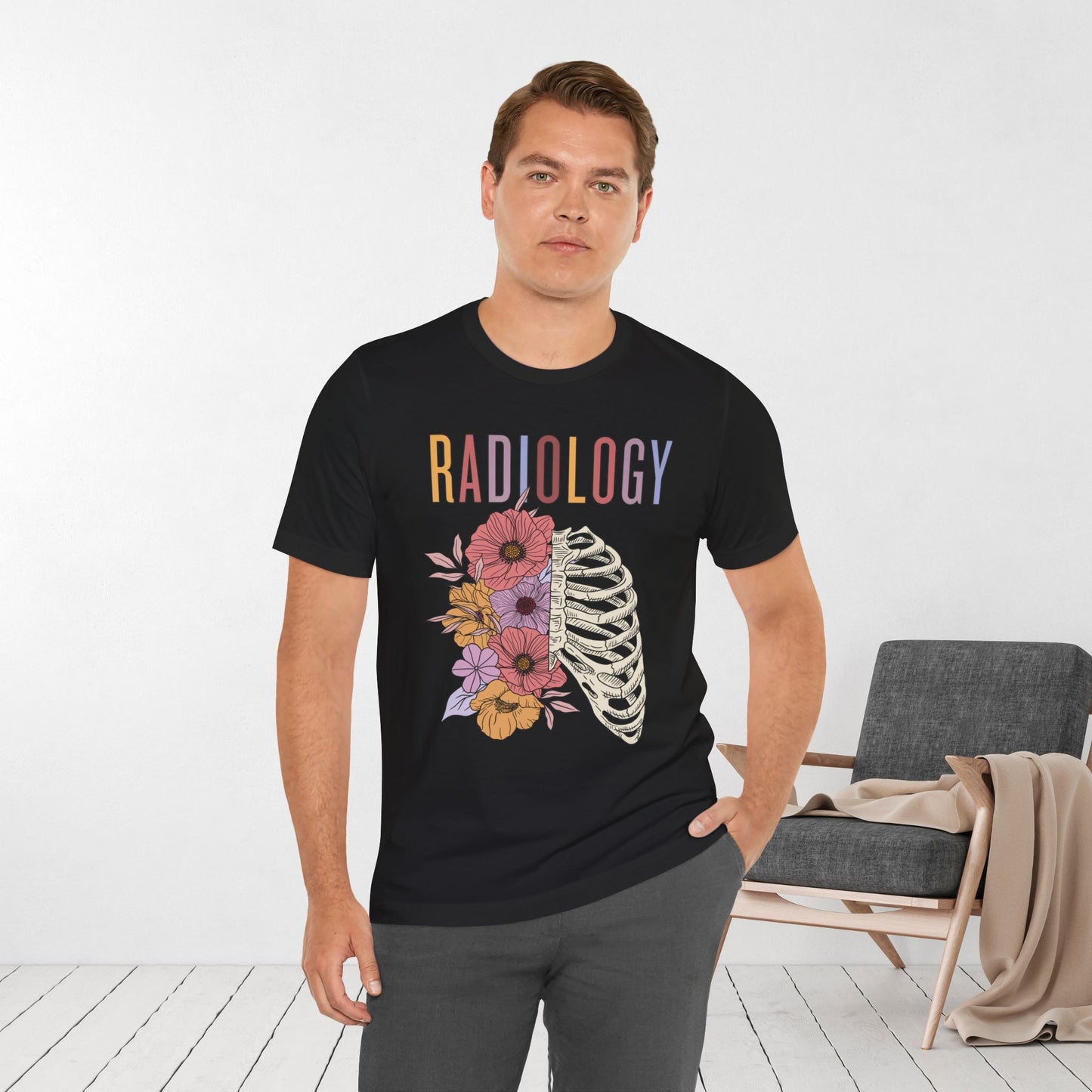 Flower Skeleton Radiology Soft Cotton Tee