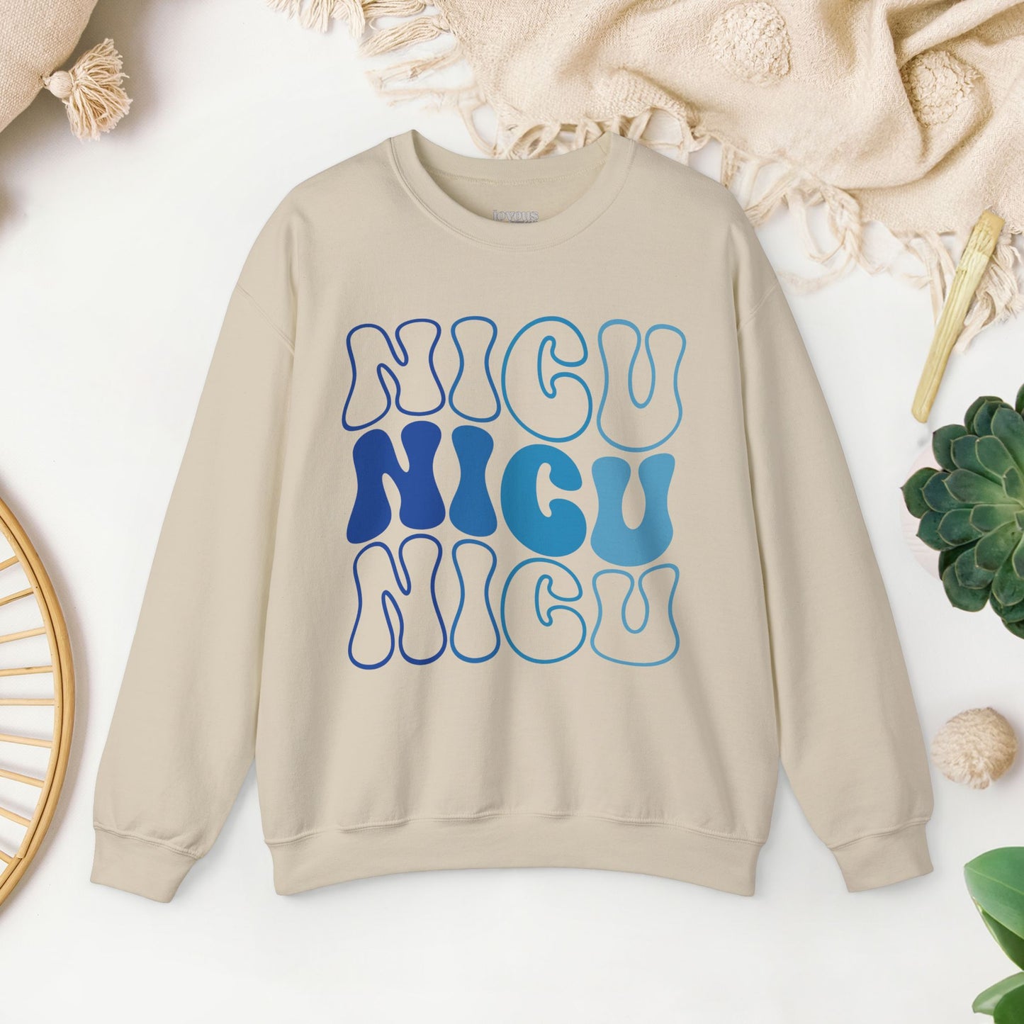 Groovy Blue NICU Sweatshirt - Neonatal ICU Nurse Sweater