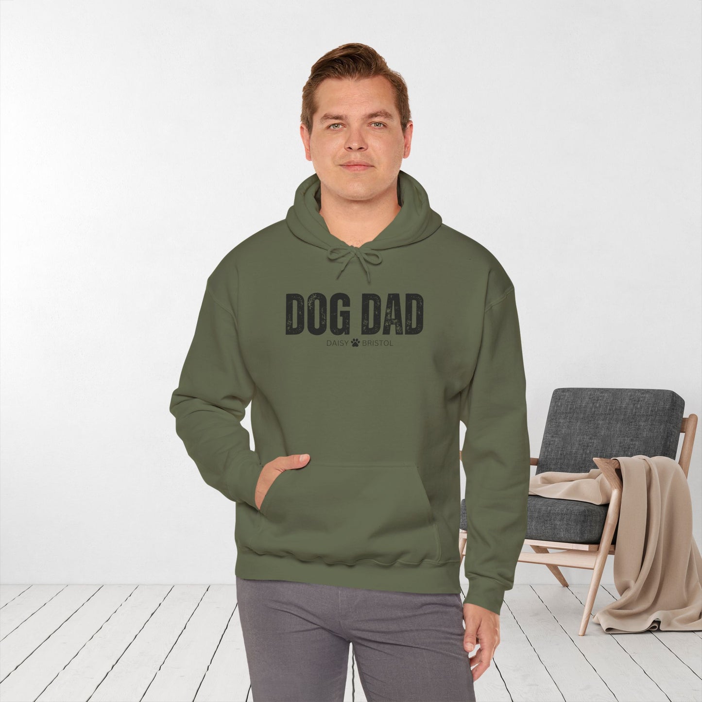 Custom Dog Dad Hoodie with Dogs Name - Personalized Gift for Dog Dad