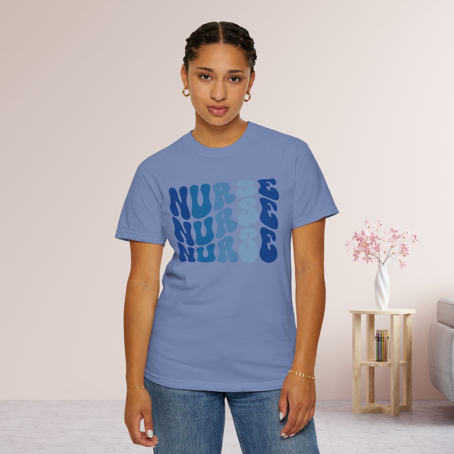 Groovy Blue Comfort Colors Nurse Shirt