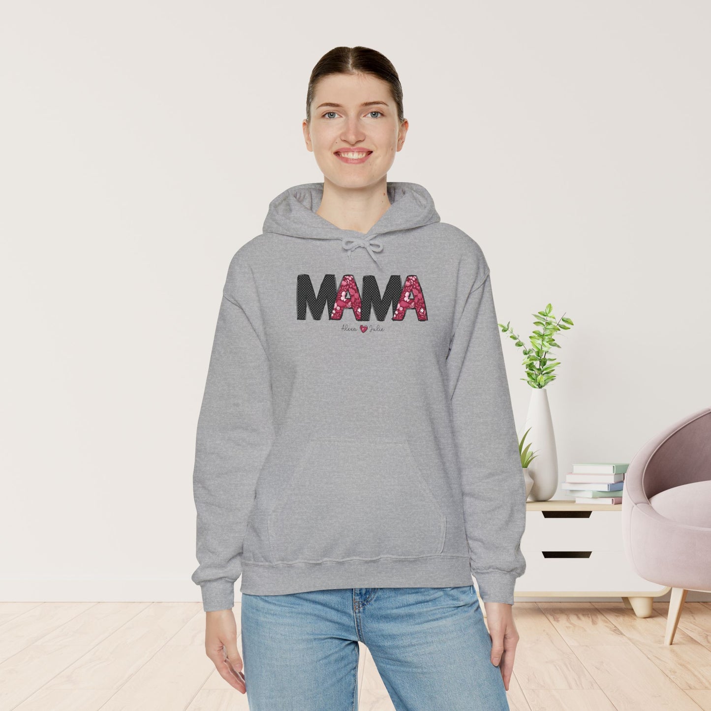 Custom Mama Hoodie with Kids Name - Personalized Gift for Mom