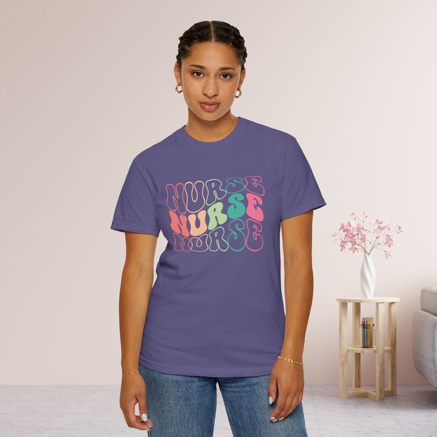 Groovy Colorful Comfort Colors Nurse Shirt