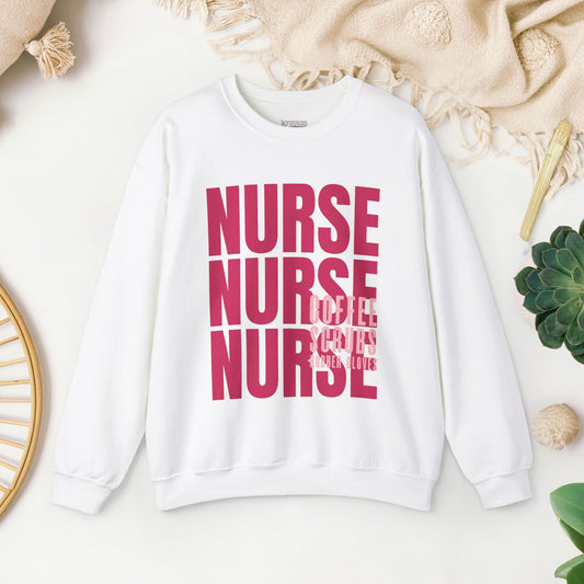 Pink Nurse Sweatshirt - Coffee Scrubs Rubber Gloves Shirt