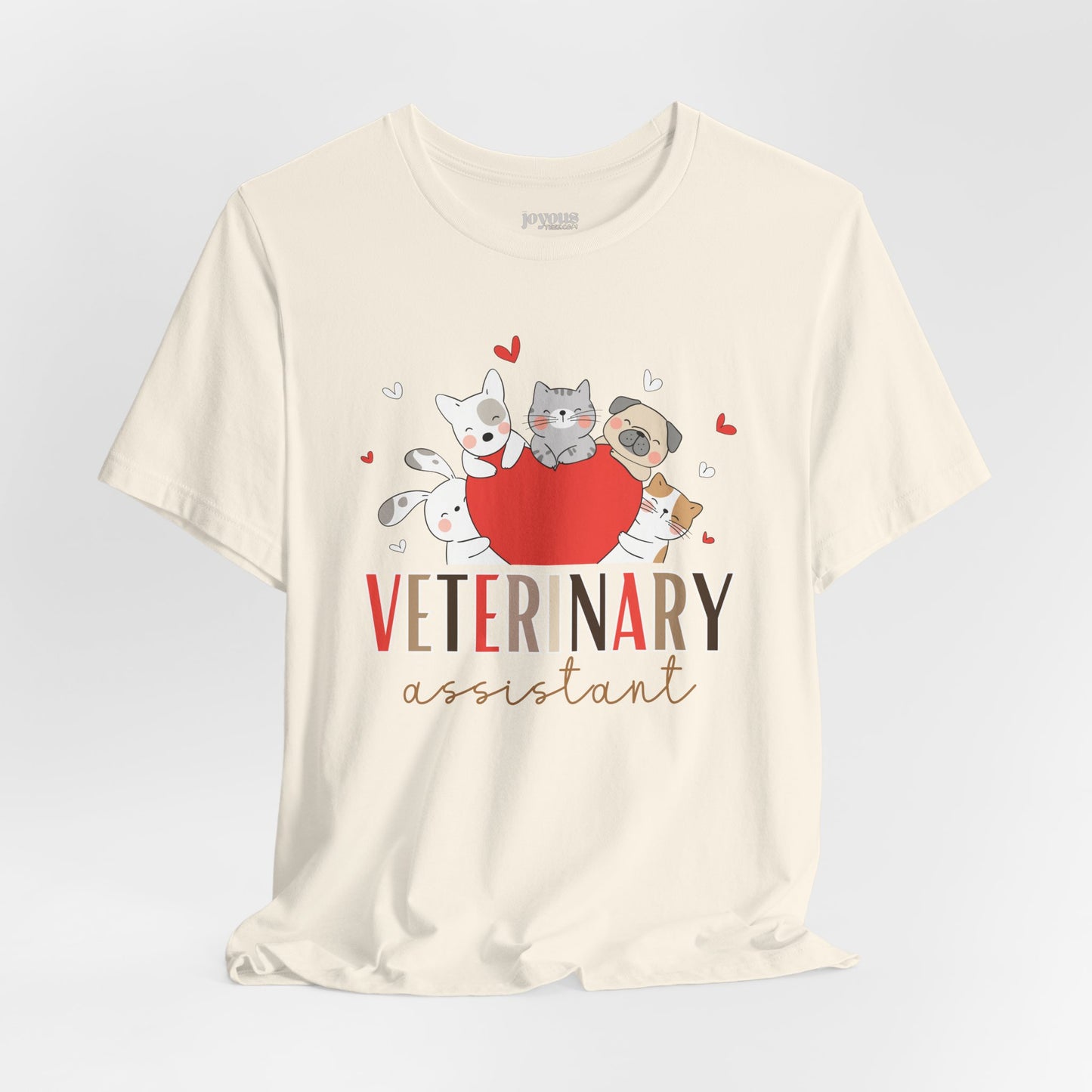 Veterinary Assistant Soft Cotton Tee with Cute Dogs and Cats for VET Assistant